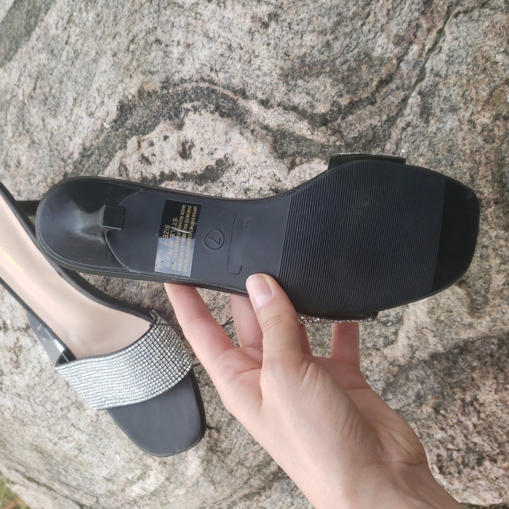 Black Heels With Rhinestone Strap - Picture 3 of 3